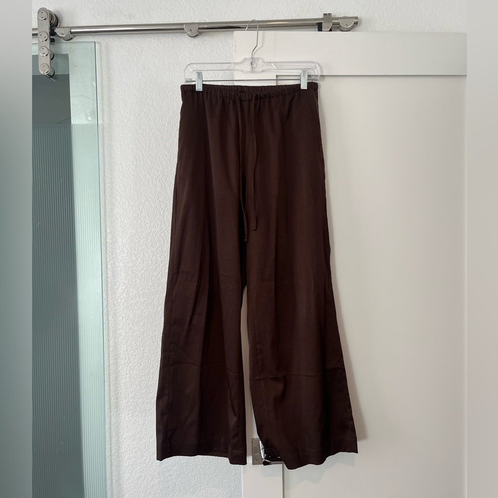 Banana Republic Satin Brown Wide-Leg Pull On Pants